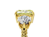 Yellow gold Three-Stone Fancy Yellow Radiant Cut Cut Milgrain Band Prong Setting Ring_5