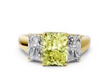 Yellow gold Three-Stone Fancy Yellow Radiant Cut Cut Solitaire Ring with Classic Prong Setting