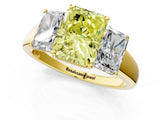 Yellow gold Three-Stone Fancy Yellow Radiant Cut Cut Solitaire Ring with Classic Prong Setting_1