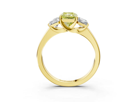 Yellow gold Three-Stone Fancy Yellow Radiant Cut Cut Solitaire Ring with Classic Prong Setting_3