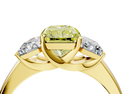 Yellow gold Three-Stone Fancy Yellow Radiant Cut Cut Solitaire Ring with Classic Prong Setting_4