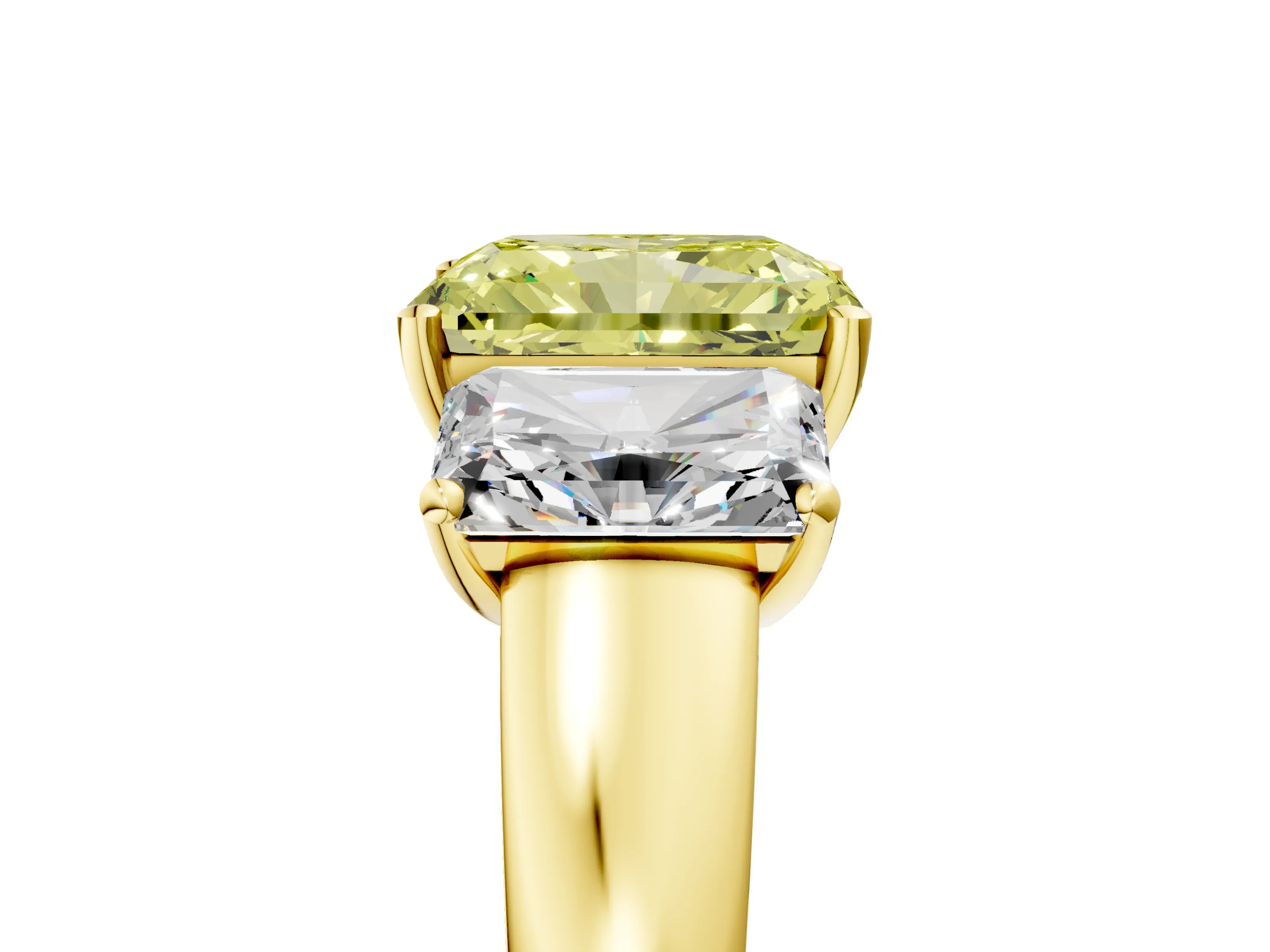 Yellow gold Three-Stone Fancy Yellow Radiant Cut Cut Solitaire Ring with Classic Prong Setting_5