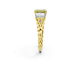 Yellow gold Three-Stone Fancy Yellow Radiant Cut Diamond Braided Band Ring with Four-Prong Setting_100