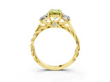 Yellow gold Three-Stone Fancy Yellow Radiant Cut Diamond Braided Band Ring with Four-Prong Setting_101