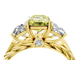 Yellow gold Three-Stone Fancy Yellow Radiant Cut Diamond Braided Band Ring with Four-Prong Setting_102