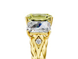 Yellow gold Three-Stone Fancy Yellow Radiant Cut Diamond Braided Band Ring with Four-Prong Setting_103
