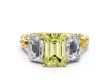 Yellow gold Three-Stone Fancy Yellow Radiant Cut Diamond Braided Band Ring with Four-Prong Setting_98