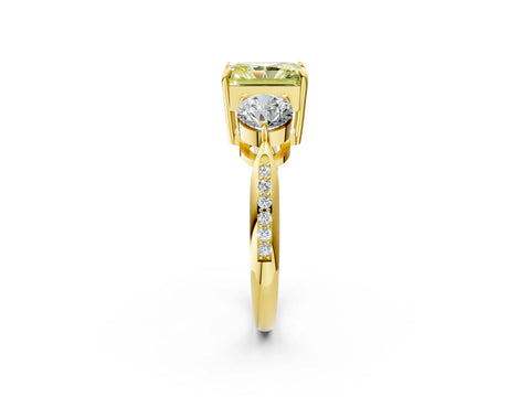 Yellow gold Three-Stone Fancy Yellow Radiant Cut Diamond Channel Set Engagement Ring with Prong Setting_14