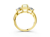 Yellow gold Three-Stone Fancy Yellow Radiant Cut Diamond Channel Set Engagement Ring with Prong Setting_15