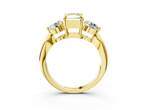Yellow gold Three-Stone Fancy Yellow Radiant Cut Diamond Channel Set Engagement Ring with Prong Setting_15