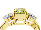 Yellow gold Three-Stone Fancy Yellow Radiant Cut Diamond Channel Set Engagement Ring with Prong Setting_16
