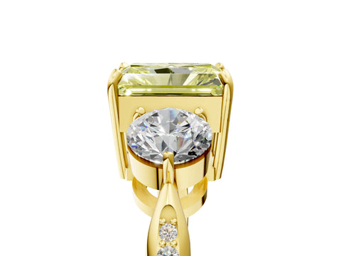 Yellow gold Three-Stone Fancy Yellow Radiant Cut Diamond Channel Set Engagement Ring with Prong Setting_5