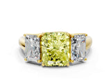 Yellow gold Three-Stone Fancy Yellow Radiant Cut Diamond Engagement Ring with Prong Setting_3