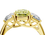 Yellow gold Three-Stone Fancy Yellow Radiant Cut Diamond Engagement Ring with Prong Setting_7