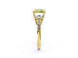 Yellow gold Three-Stone Fancy Yellow Radiant Cut Diamond Ring with Pavé Band and Prong Setting_109