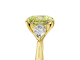 Yellow gold Three-Stone Fancy Yellow Radiant  Cut Diamond Ring with Pear Side Stones in Four-Prong Setting_114