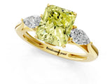 Yellow gold Three-Stone Fancy Yellow Radiant Cut Diamond Ring with Pear  Side Stones in Four-Prong Setting_13