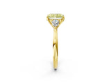 Yellow gold Three-Stone Fancy Yellow Radiant Cut Diamond Ring with Pear  Side Stones in Four-Prong Setting_14