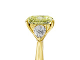 Yellow gold Three-Stone Fancy Yellow Radiant Cut Diamond Ring with Pear  Side Stones in Four-Prong Setting_17