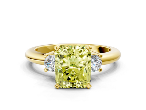 Yellow gold Three-Stone Fancy Yellow Radiant  Cut Diamond Solitaire with Prong Setting and Classic Band_28