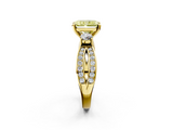 Yellow gold Three-Stone Fancy Yellow Radiant  Cut Diamond Twist Band with Prong Setting_22
