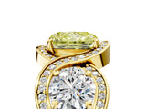 Yellow gold Three-Stone Fancy Yellow Radiant Cut Diamond Wave Pave Band with Prong Setting_11