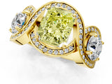Yellow gold Three-Stone Fancy Yellow Radiant Cut Diamond Wave Pave Band with Prong Setting_7