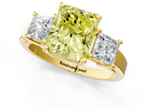 Yellow gold Three-Stone Fancy Yellow Radiant  Cut Solitaire Ring with Prong Setting_4