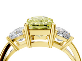 Yellow gold Three-Stone Fancy Yellow Radiant  Cut Solitaire Ring with Prong Setting_7
