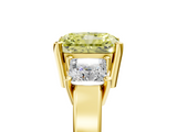 Yellow gold Three-Stone Fancy Yellow Radiant  Cut Solitaire Ring with Prong Setting_8