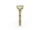 Yellow gold Three-Stone Fancy Yellow Radiant  Diamond Milgrain Pave Band with Prong Setting 3