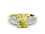 Yellow gold Three-Stone Fancy Yellow Radiant  Diamond Ring with Pear Side Stones in Four-Prong Setting_59