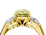 Yellow gold Three-Stone Fancy Yellow Radiant  Diamond Ring with Pear Side Stones in Four-Prong Setting_63