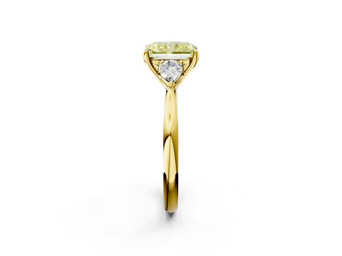 Yellow gold Three-Stone Fancy Yellow Radiant  Diamond Solitaire Ring with Pear Side Stones and Four-Prong Setting_32
