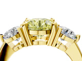 Yellow gold Three-Stone Fancy Yellow Round  Brilliant Cut Solitaire Ring with Prong Setting on a Classic Band 4
