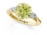 Yellow gold Three-Stone Fancy Yellow Round Cut Brilliant Diamond Solitaire Ring with Tapered Band and Four-Prong Setting_7