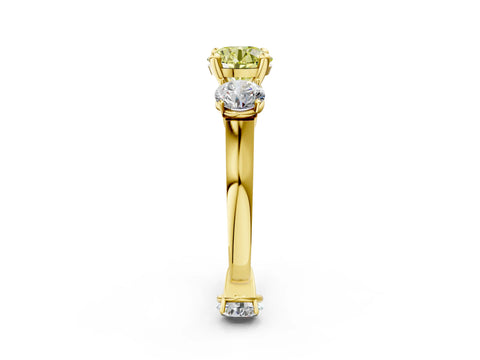 Yellow gold Three-Stone Fancy Yellow Round Cut Brilliant Diamond Trellis Ring with Comfort Fit Band_2