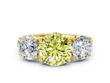 Yellow gold Three-Stone Fancy Yellow Round Cut Cut Diamond Engagement Ring with Flat Band and Four-Prong Setting_12
