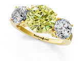 Yellow gold Three-Stone Fancy Yellow Round Cut Cut Diamond Engagement Ring with Flat Band and Four-Prong Setting_13