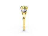 Yellow gold Three-Stone Fancy Yellow Round Cut Cut Diamond Engagement Ring with Flat Band and Four-Prong Setting_14