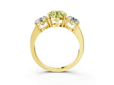 Yellow gold Three-Stone Fancy Yellow Round Cut Cut Diamond Engagement Ring with Flat Band and Four-Prong Setting_15
