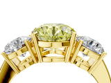 Yellow gold Three-Stone Fancy Yellow Round Cut Cut Diamond Engagement Ring with Flat Band and Four-Prong Setting_16