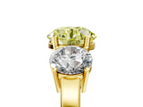 Yellow gold Three-Stone Fancy Yellow Round Cut Cut Diamond Engagement Ring with Flat Band and Four-Prong Setting_17