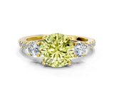 Yellow gold Three-Stone Fancy Yellow Round Cut Cut Diamond Pavé Band with Prong Setting_15
