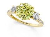 Yellow gold Three-Stone Fancy Yellow Round Cut Cut Diamond Pavé Band with Prong Setting_16