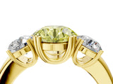 Yellow gold Three-Stone Fancy Yellow Round Cut Cut Diamond Ring with Channel Set Band and Four-Prong Setting_28