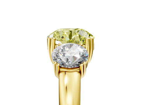 Yellow gold Three-Stone Fancy Yellow Round Cut Cut Diamond Ring with Channel Set Band and Four-Prong Setting_5