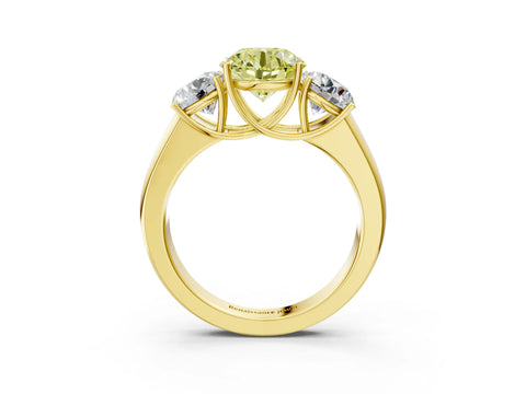 Yellow gold Three-Stone Fancy Yellow Round Cut Cut Diamond Ring with Prong Setting and Classic Band_3
