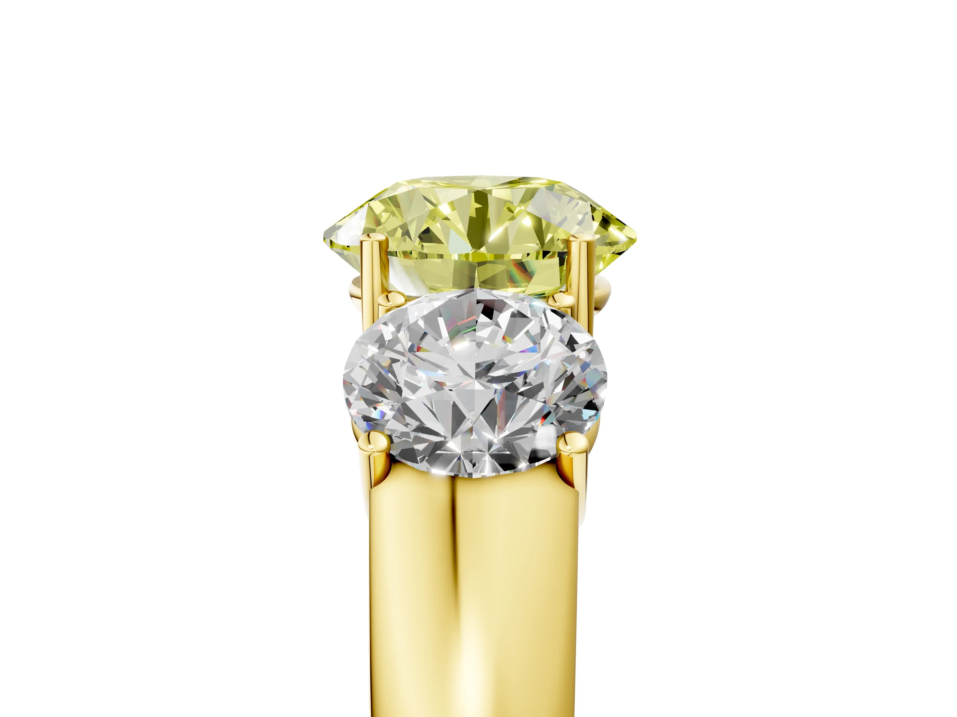 Yellow gold Three-Stone Fancy Yellow Round Cut Cut Diamond Ring with Prong Setting and Classic Band_5