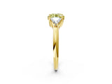 Yellow gold Three-Stone Fancy Yellow Round Cut Cut Diamond Ring with Trillion Side Stones and Four-Prong Setting_5